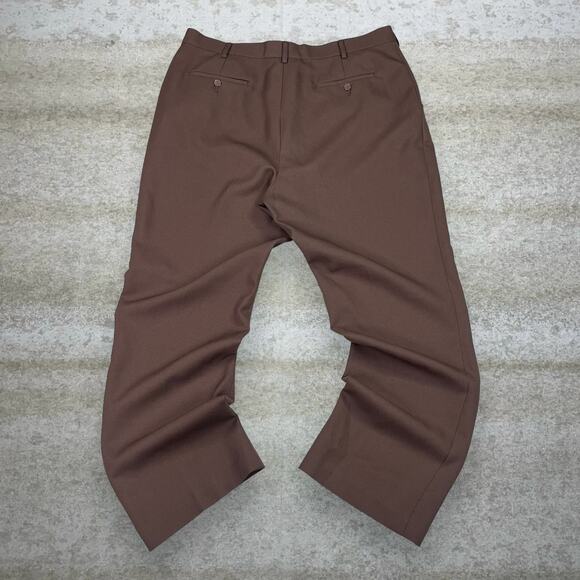 Habands Dress Pants Chocolate Brown Baggy Wide Leg Flat Front Executive Division - Picture 1 of 4